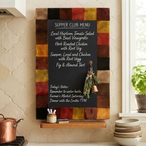 Custom Kitchen Chalkboard, 12x18 Rectangle, Multi Colored Square Border